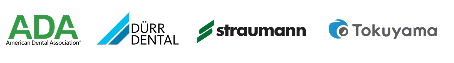 Logos: ADA, Durr Dental, Straumann, Tokuyama
