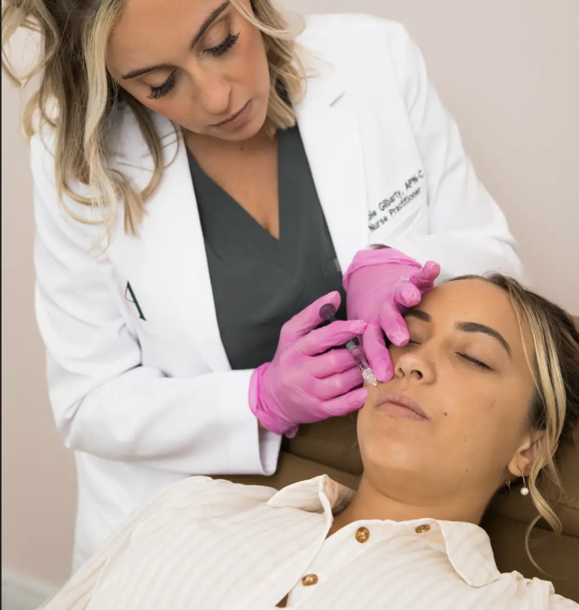 technician issuing filler