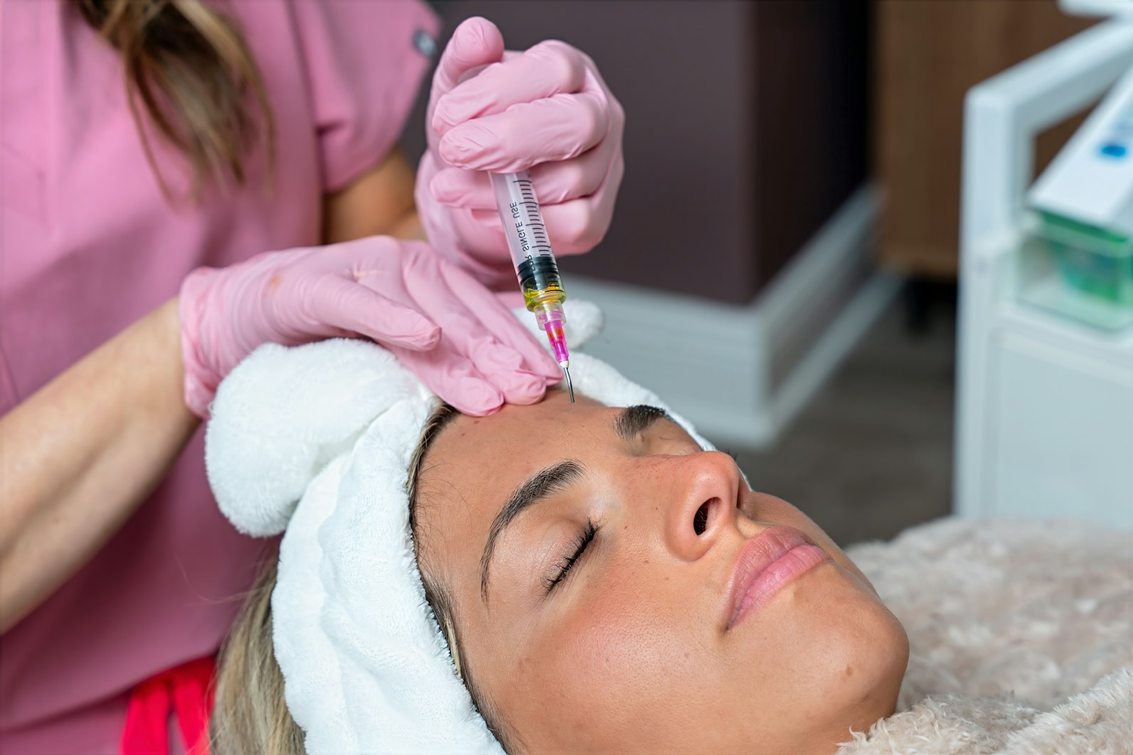 Woman getting injections