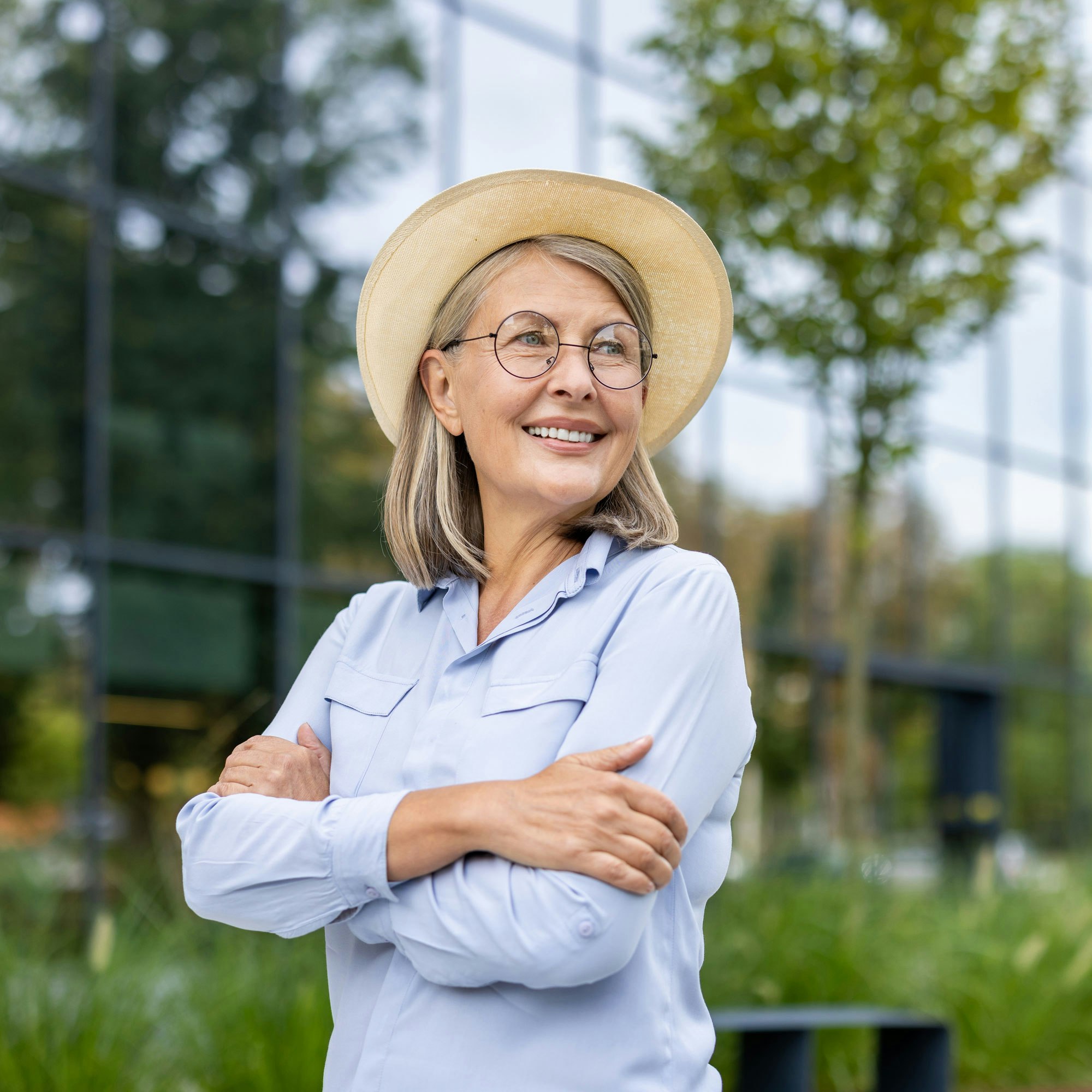 Happy smiling woman after oral surgery
