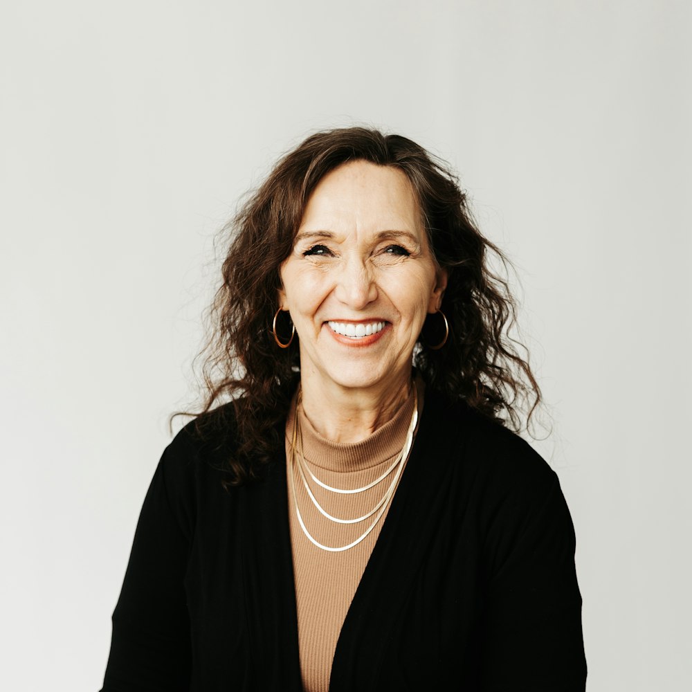 woman in black sweater