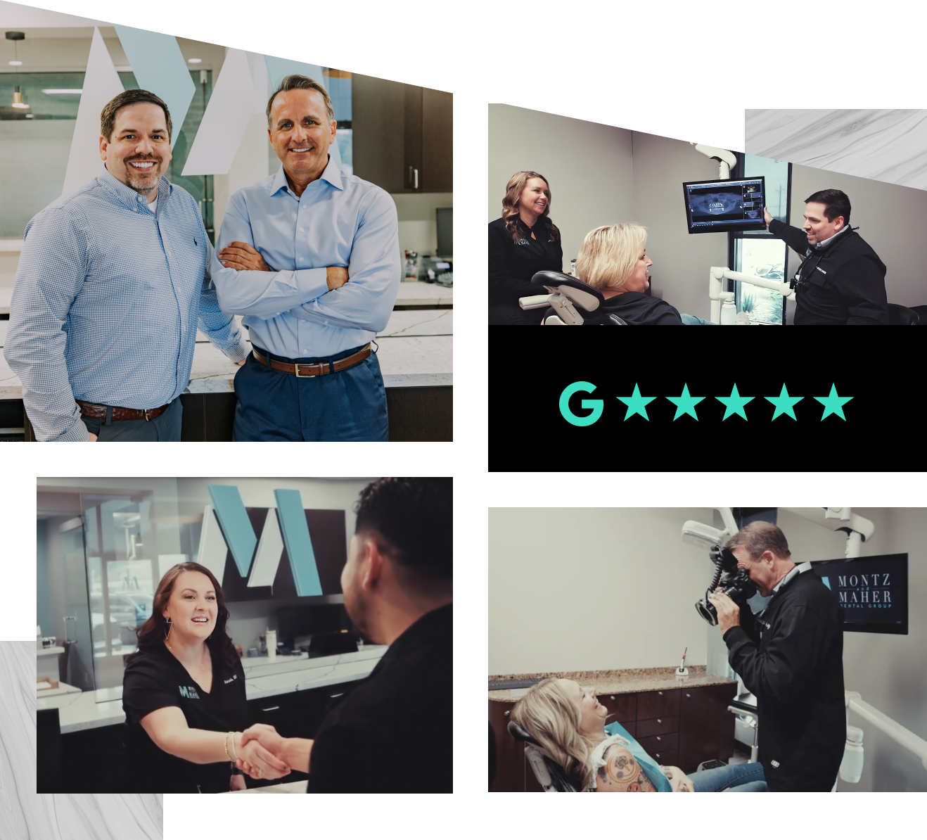 collage of our dentists, technology, and team