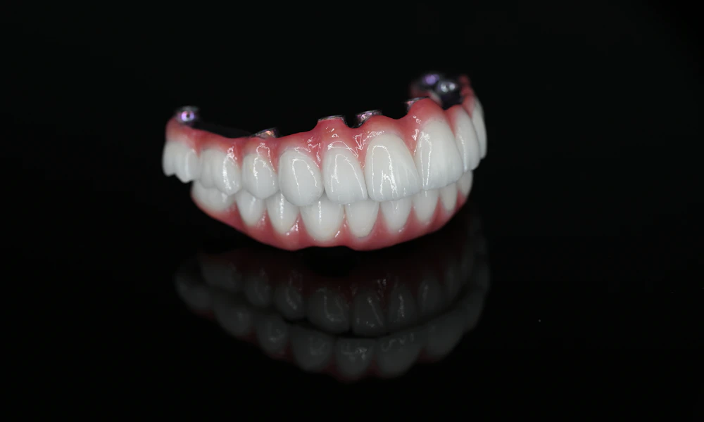 Example of a denture against black background