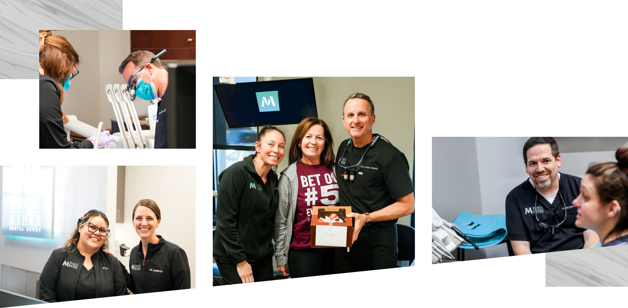 collage images of Montz and Maher dental team