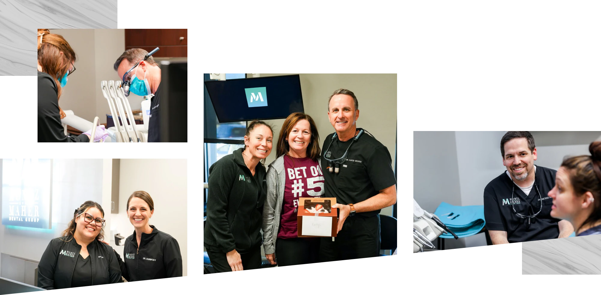 collage images of Montz and Maher dental team