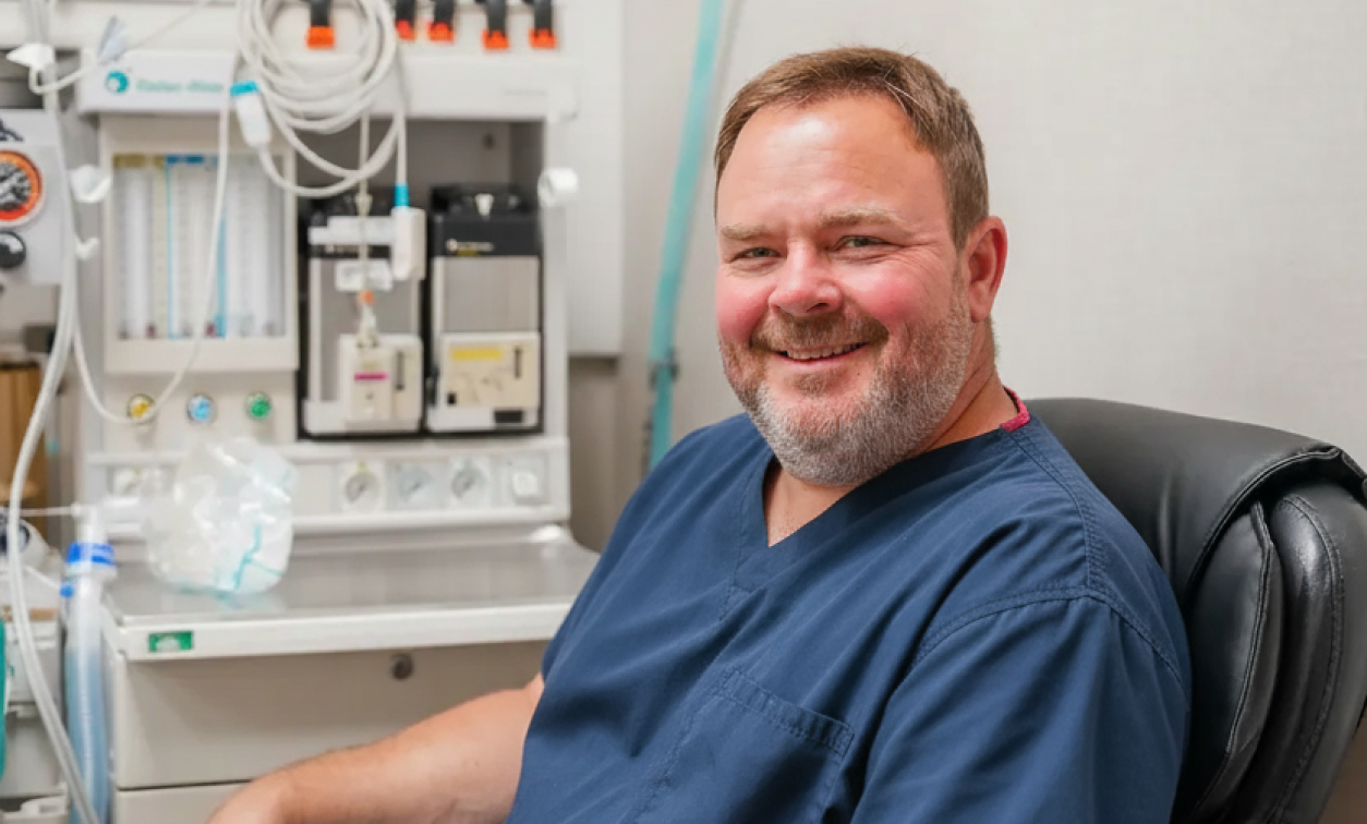 patient sitting in a treatment room
