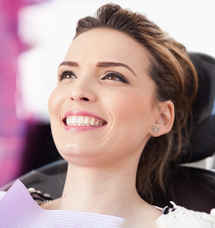 Smiling veneer patient