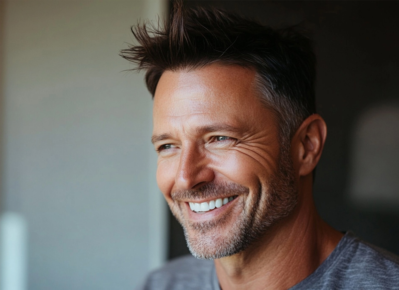 man with full salt-and-pepper hair