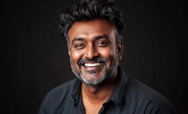 Middle-aged man with very full head of hair