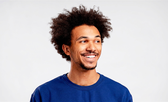 African American man with long hair