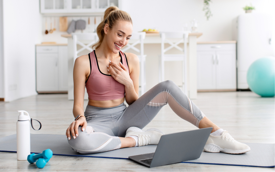 Happy woman working out