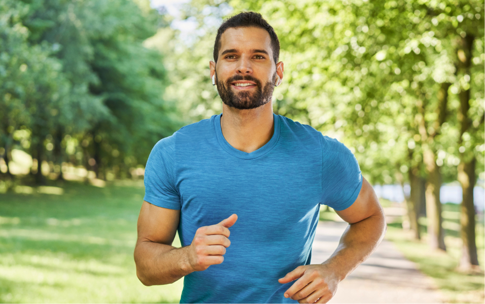 Happy man exercising