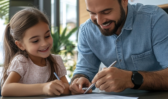 Father and daughter playing together