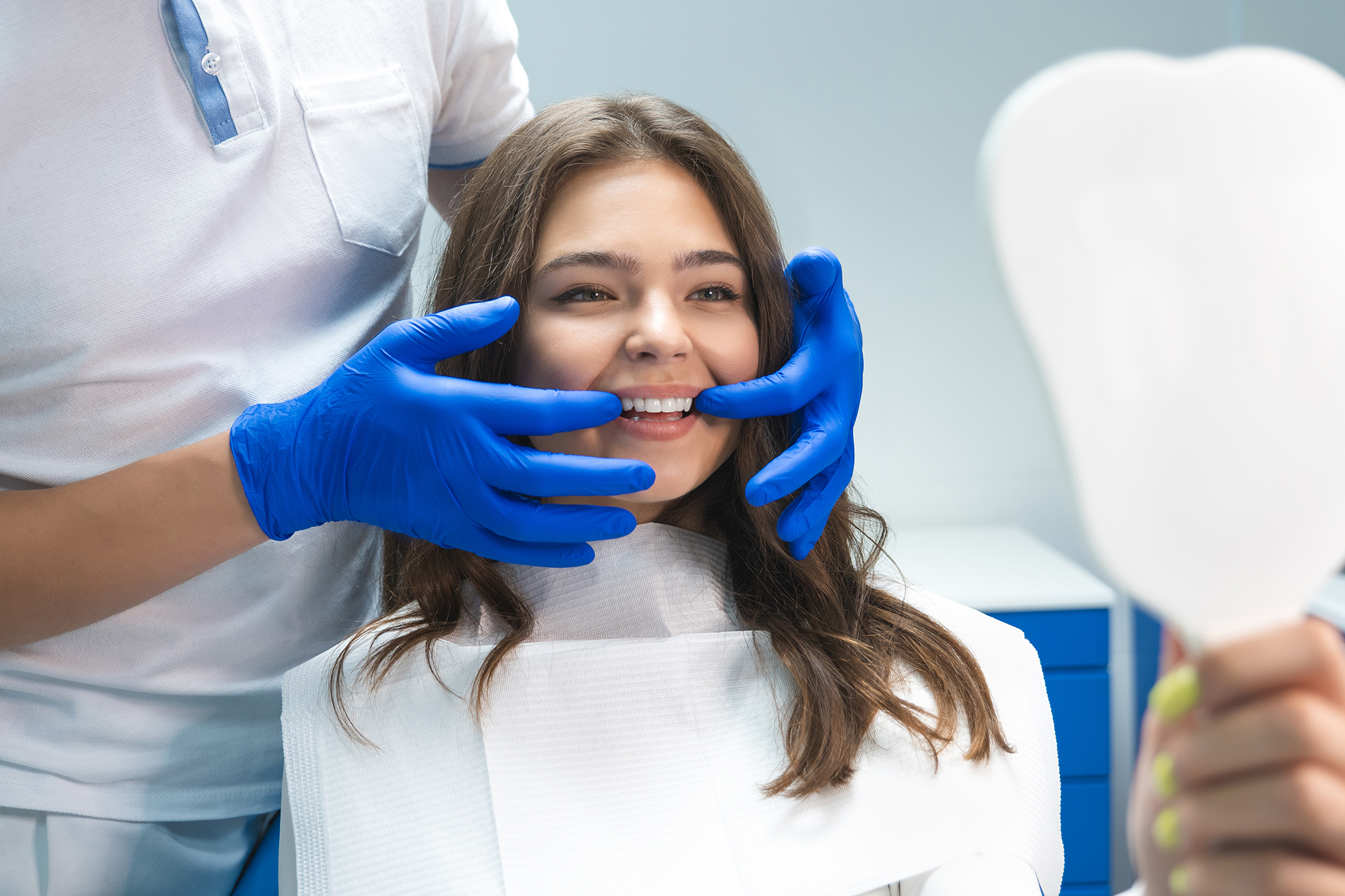 woman smiling in the dental chair
