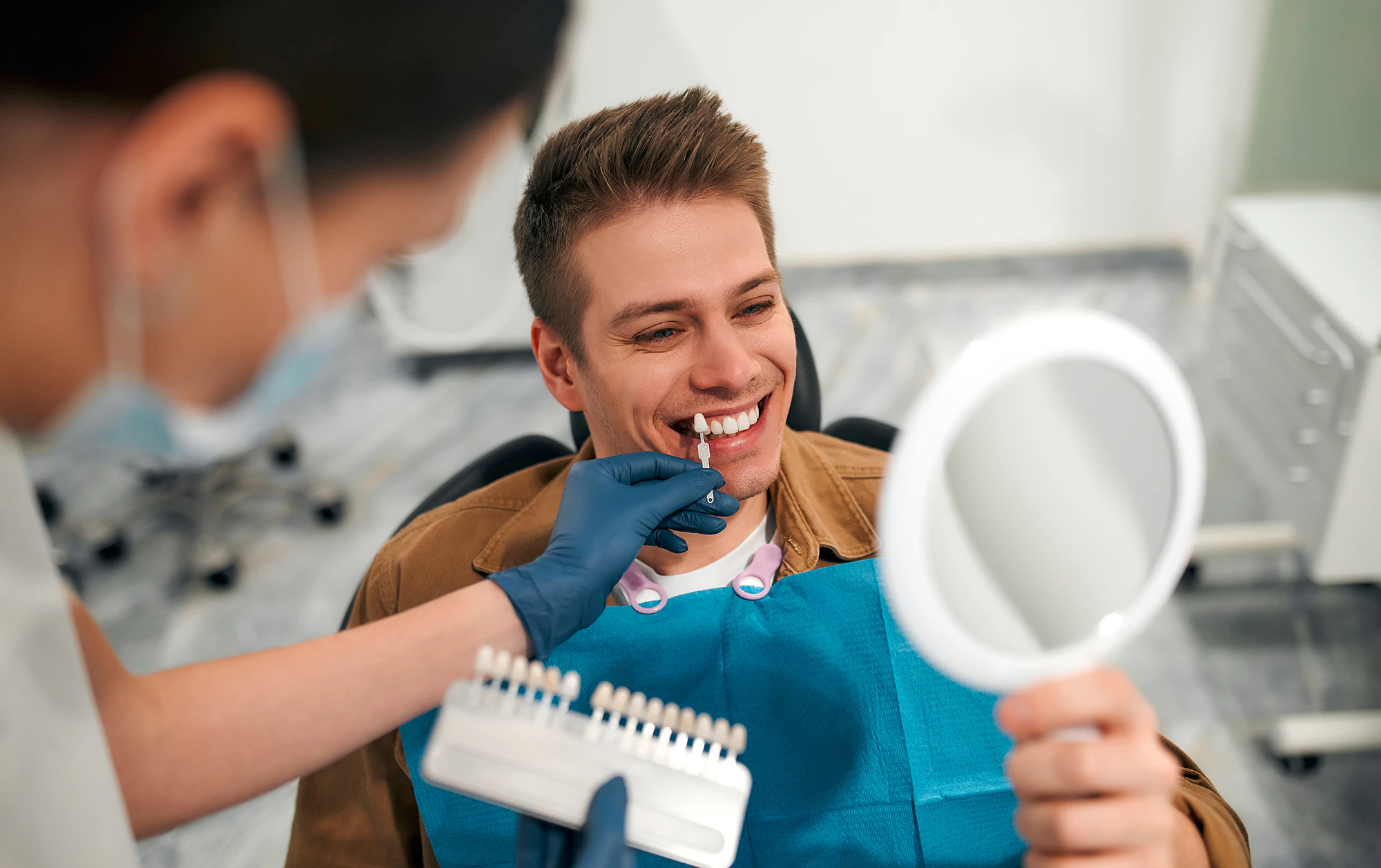 man receiving veneers