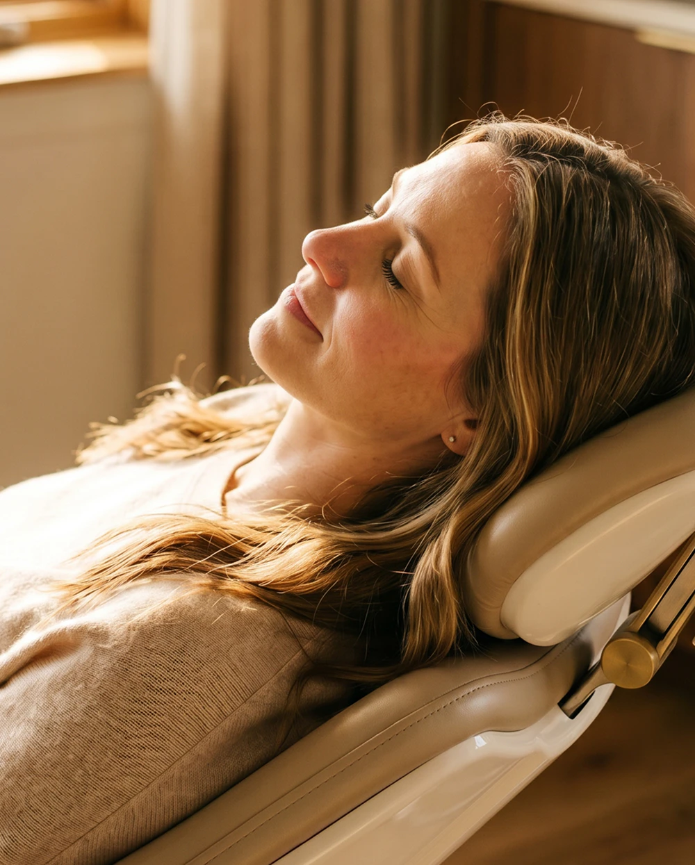 woman resting in dental chair