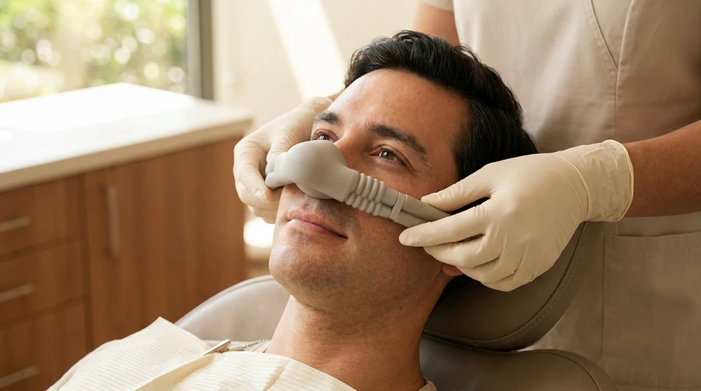 man receiving nitrous
