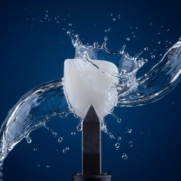 image of a veneer being splashed with water