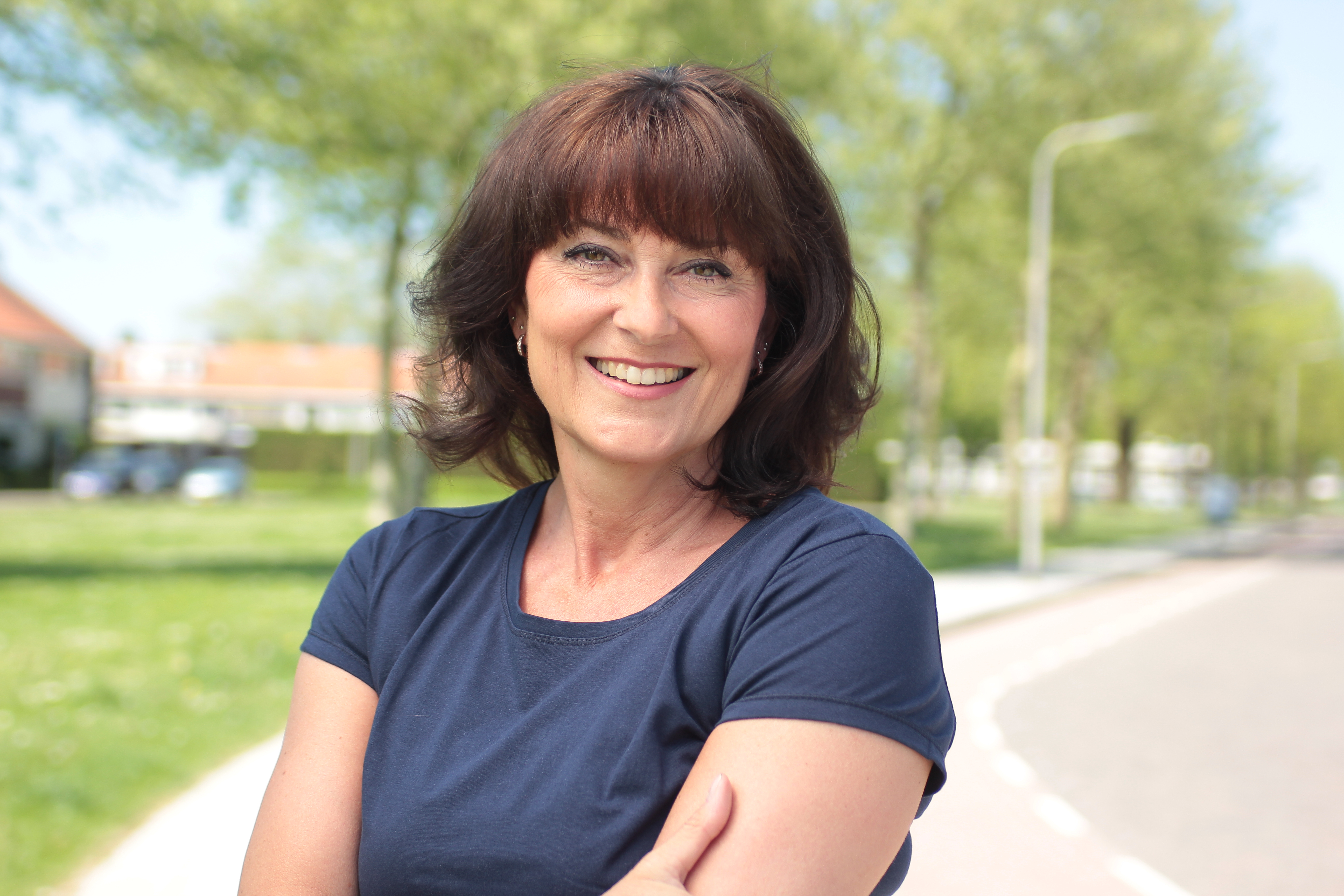 Woman smiling outside