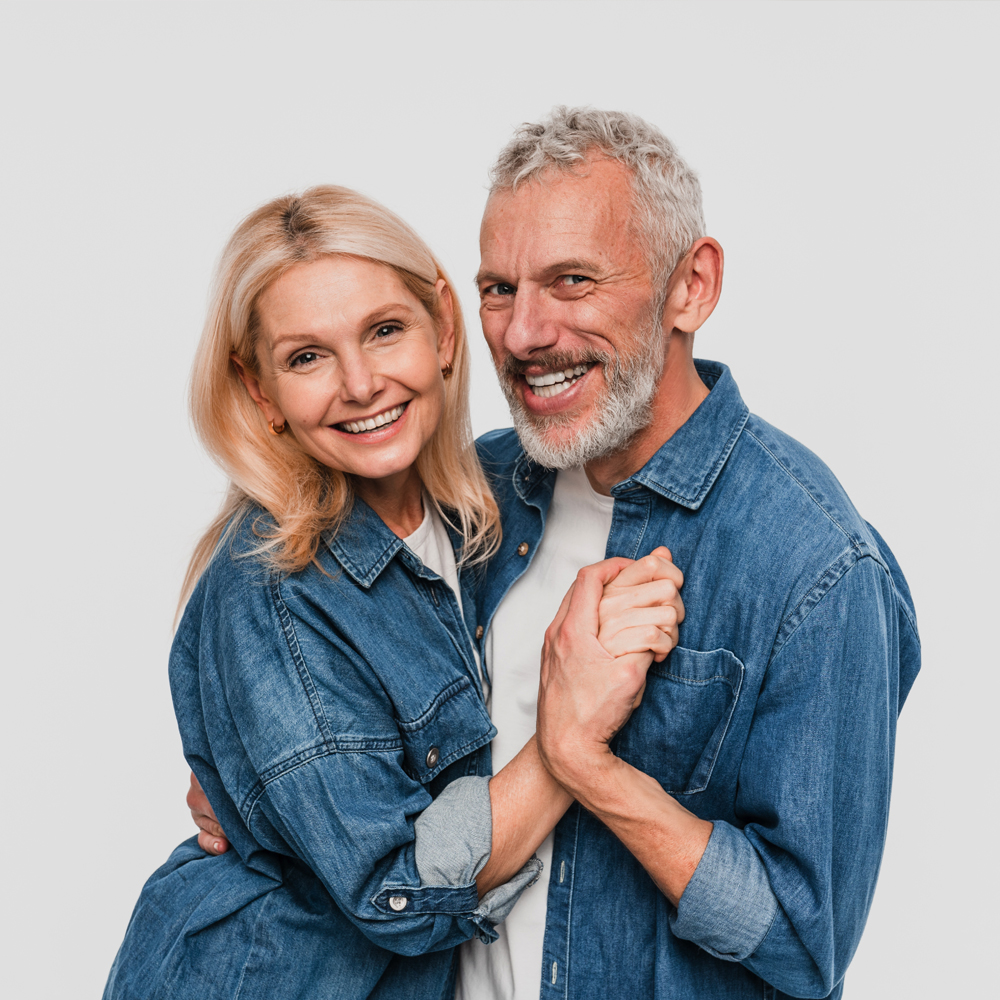 mature couple in denim