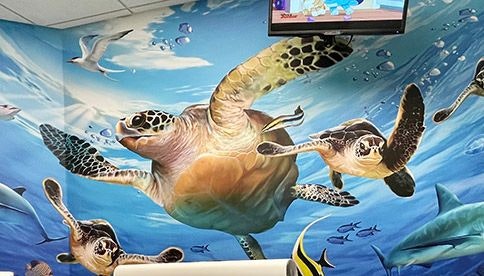 Turtles mural at The Exchange Group dental office