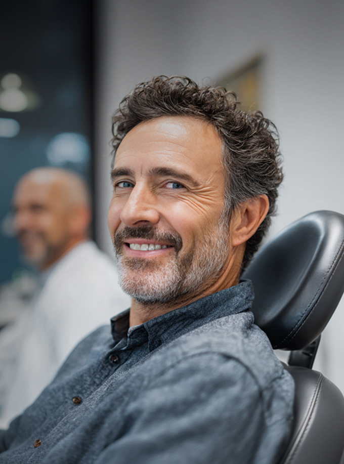 middle-aged man at the dentist