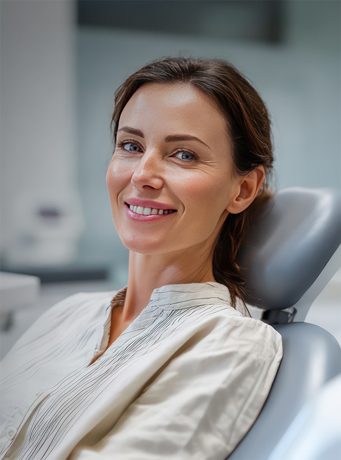 smiling woman in dentist