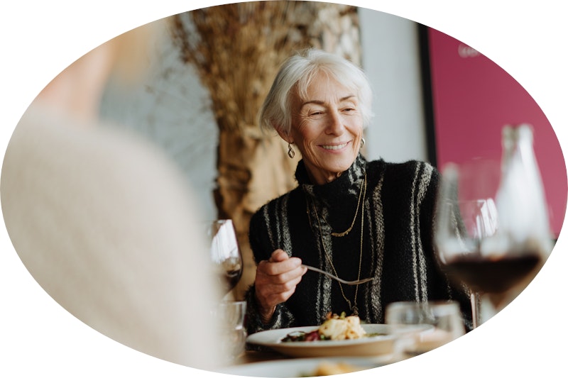 senior woman at restaurant