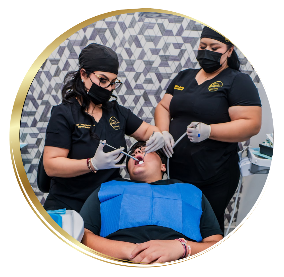 our dental team working on a patient