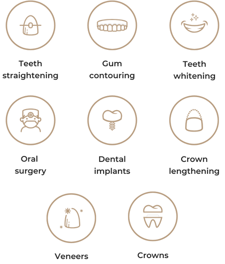 icons for all of the treatments available during a Smile Makeover