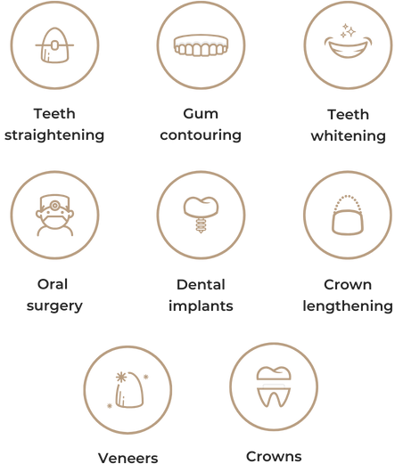 icons for all of the treatments available during a Smile Makeover