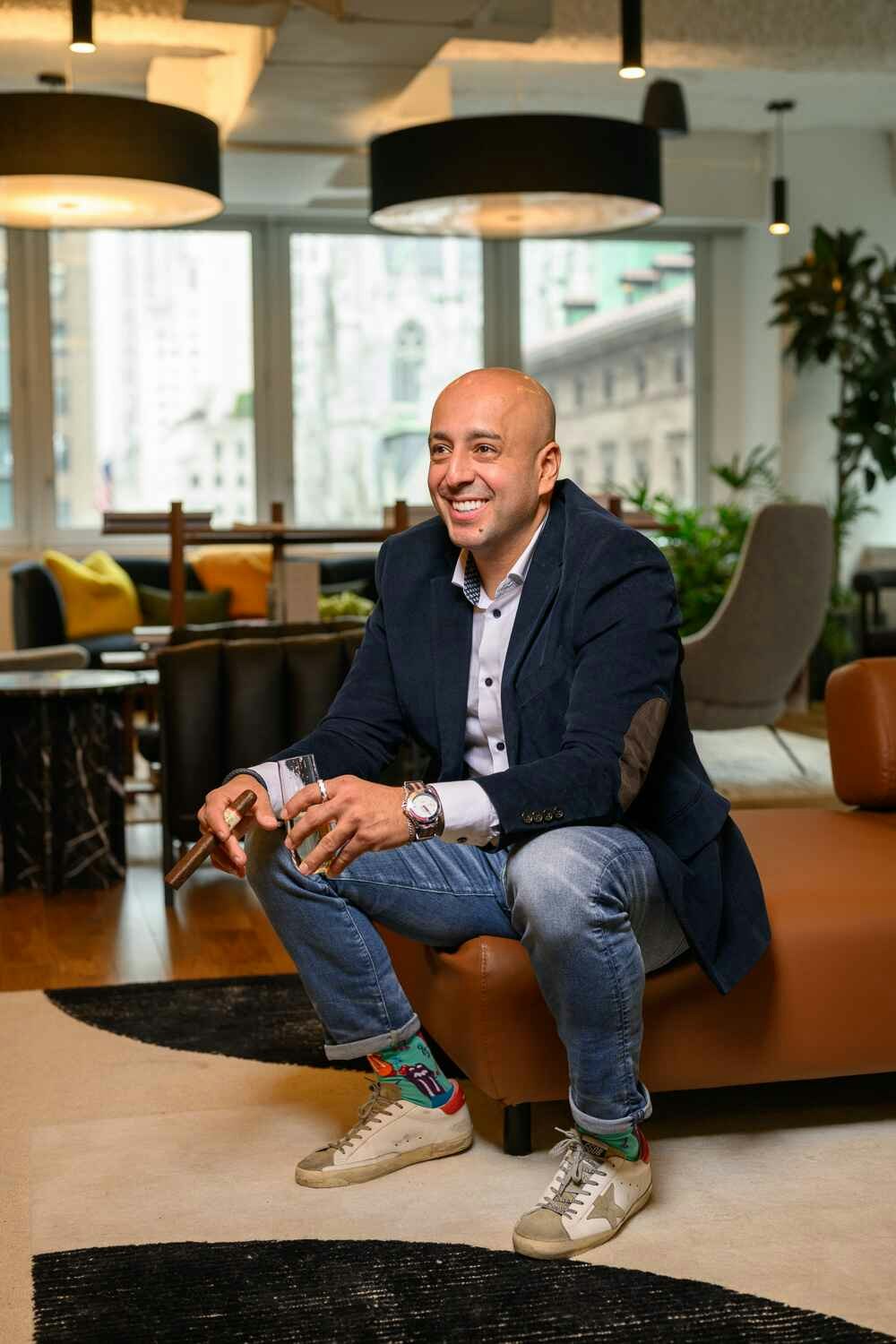 photo of patient in waiting room smiling