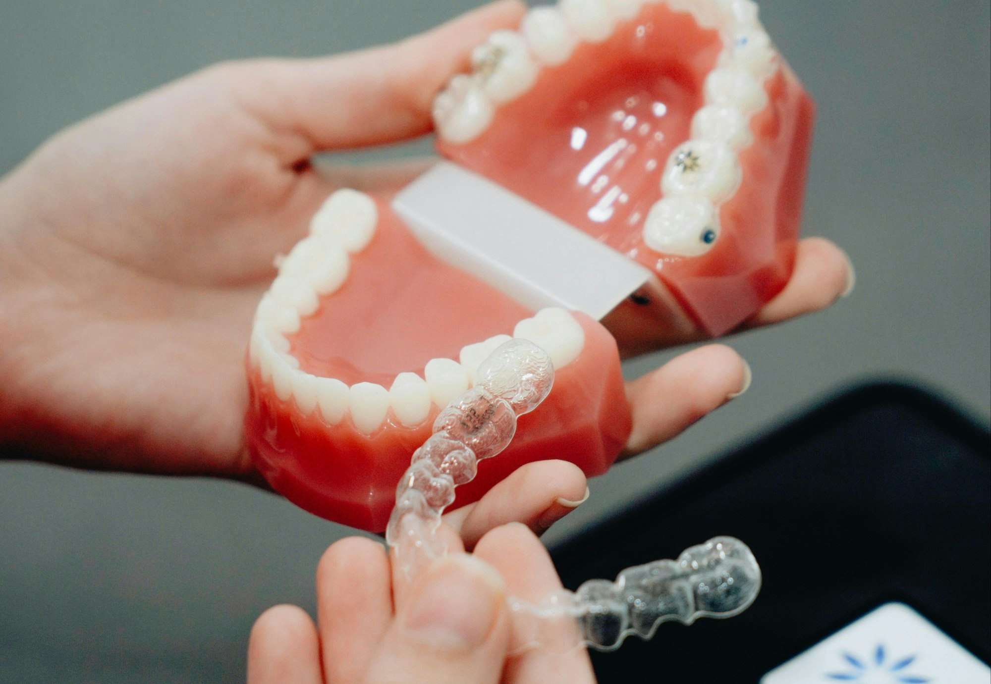 invisalign on model teeth