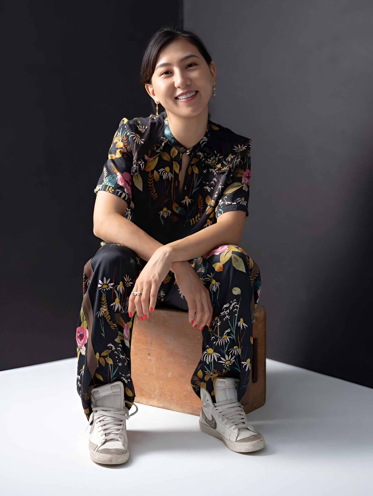 smiling patient, seated