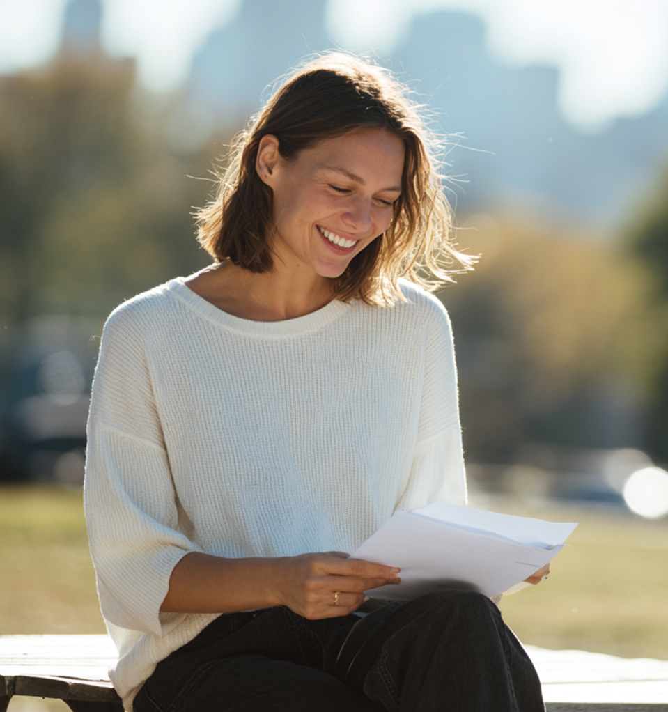 Woman looking at papers
