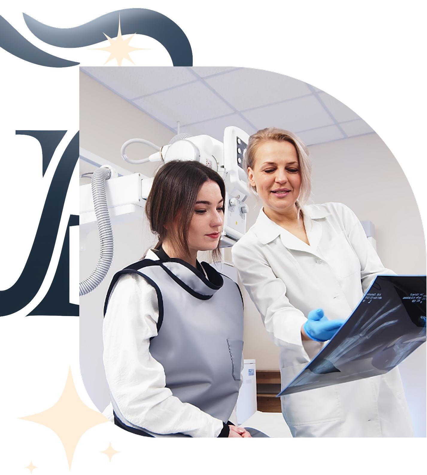Patient looking at x-ray