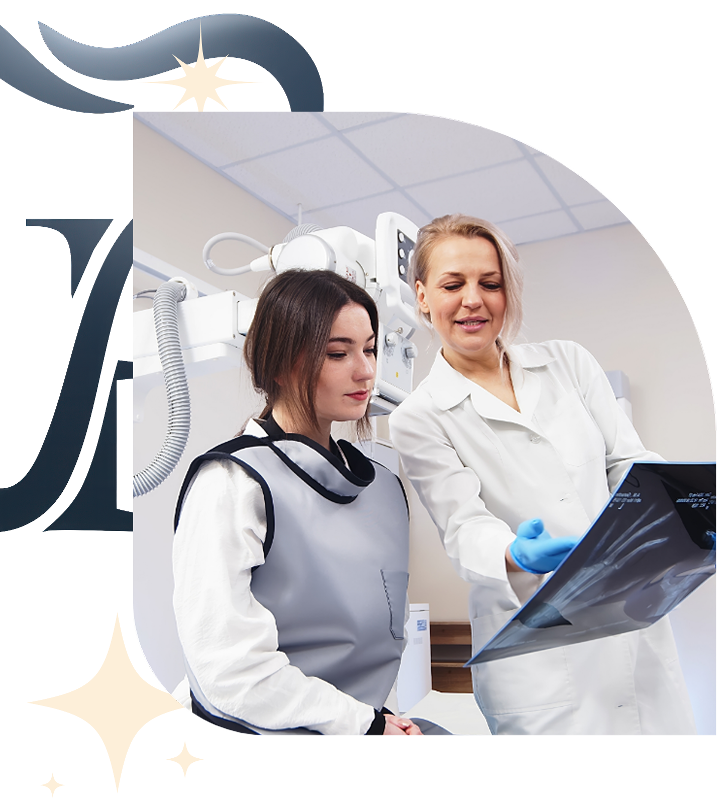 Patient looking at x-ray