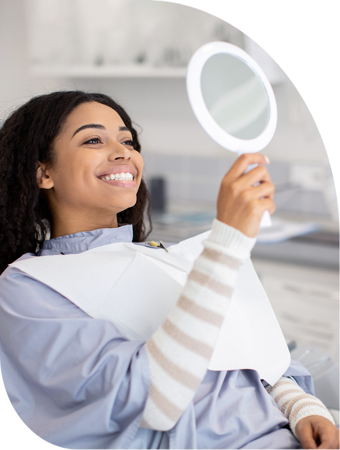 woman happy with smile in mirror