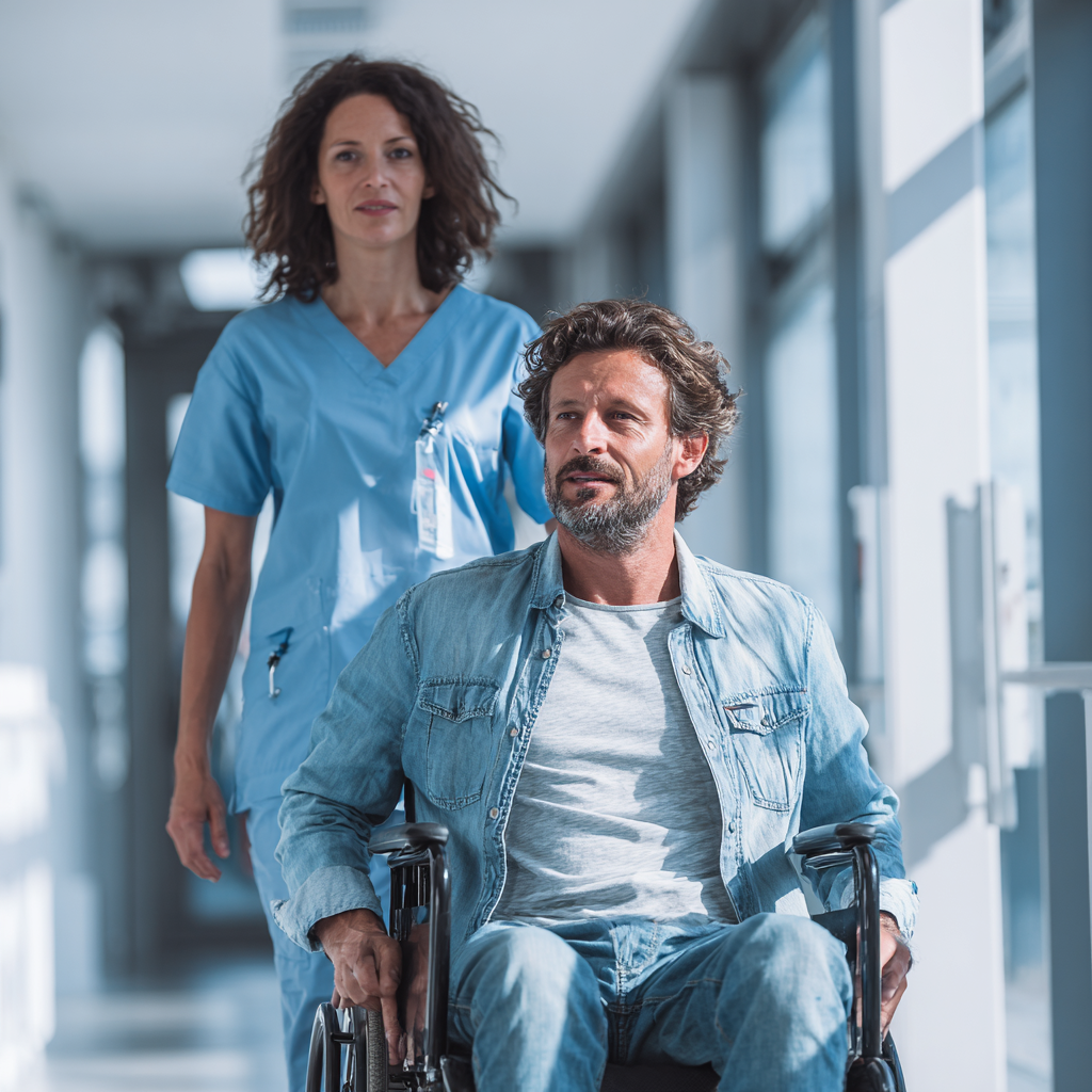 nurse with man in wheelchair