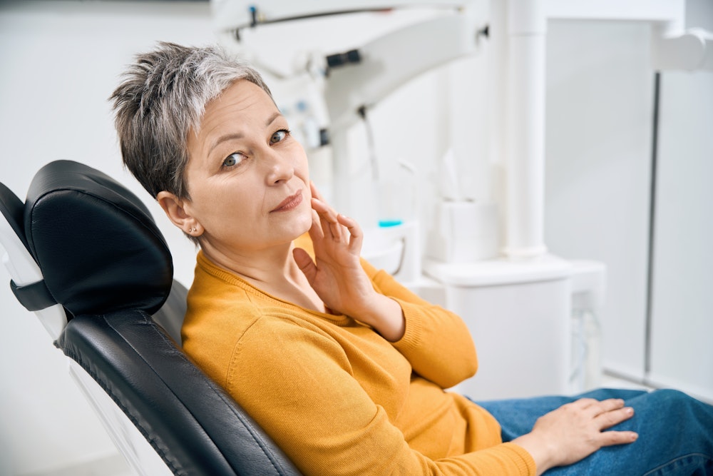Woman in the exam chair