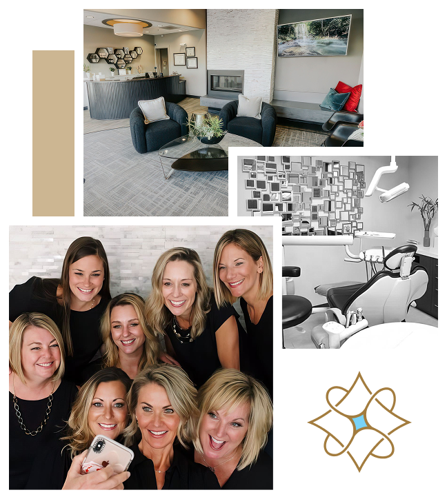 practice team and treatment suite collage