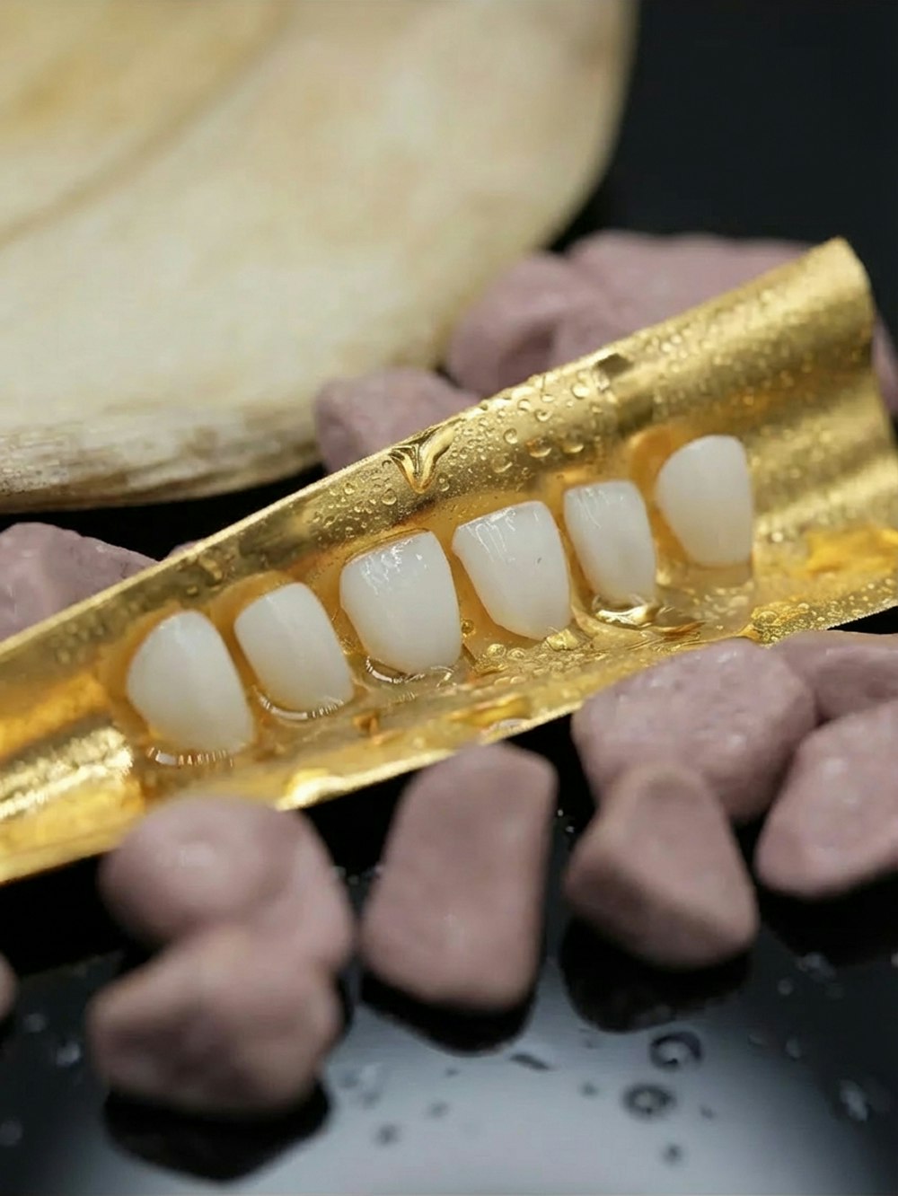 veneers on a gold tray