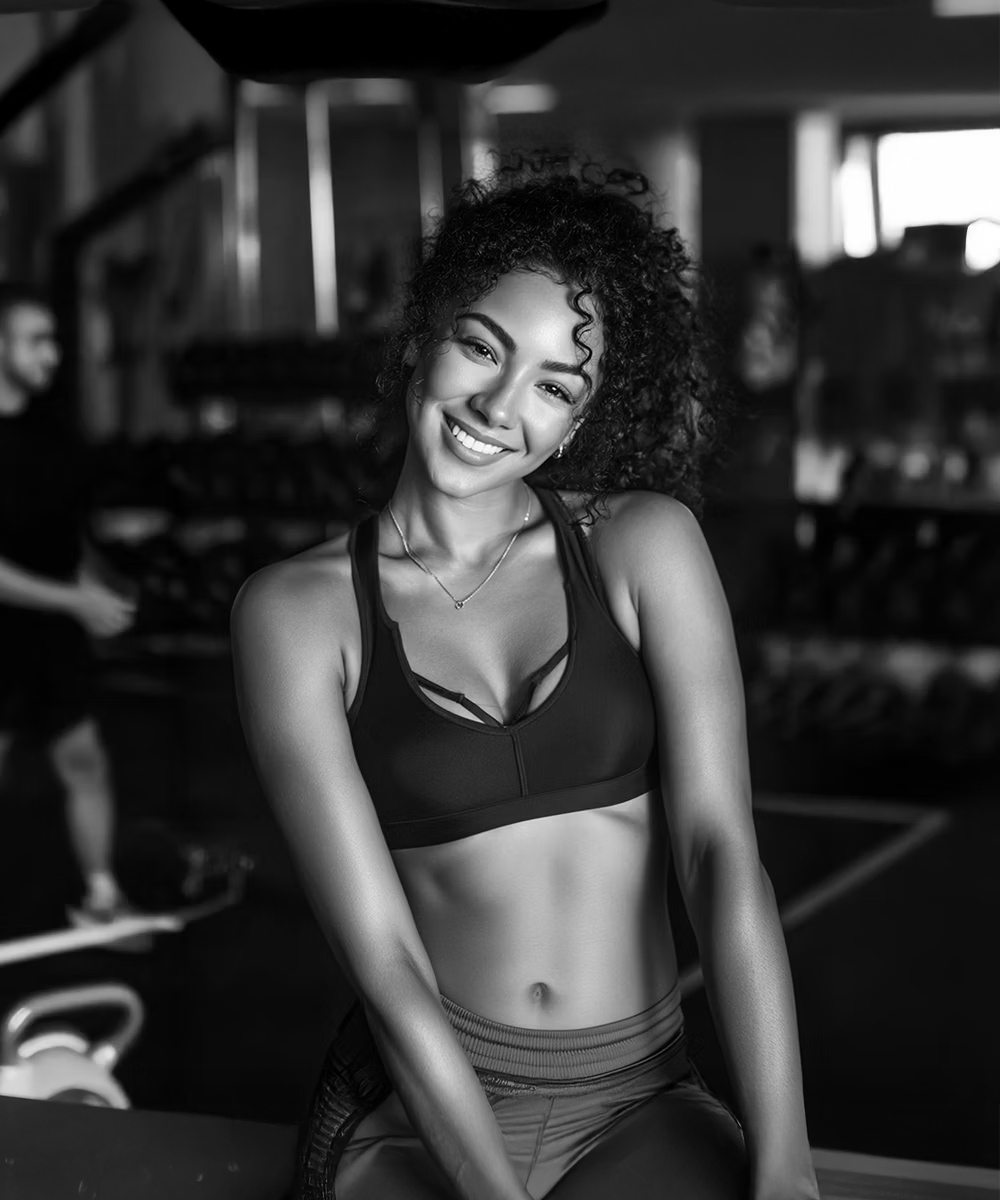 Woman smiling in gym