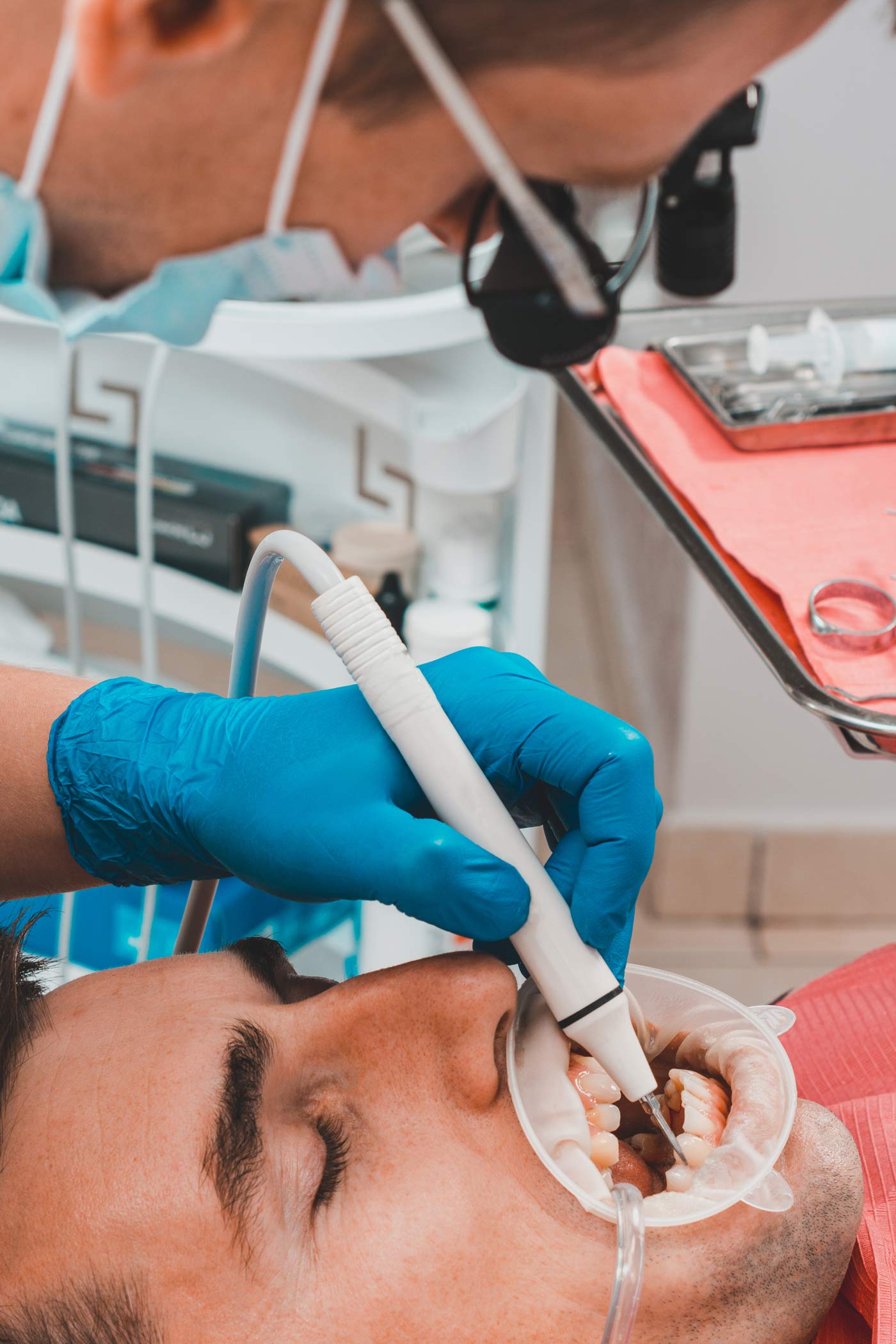 Man having periodontal treatment performed