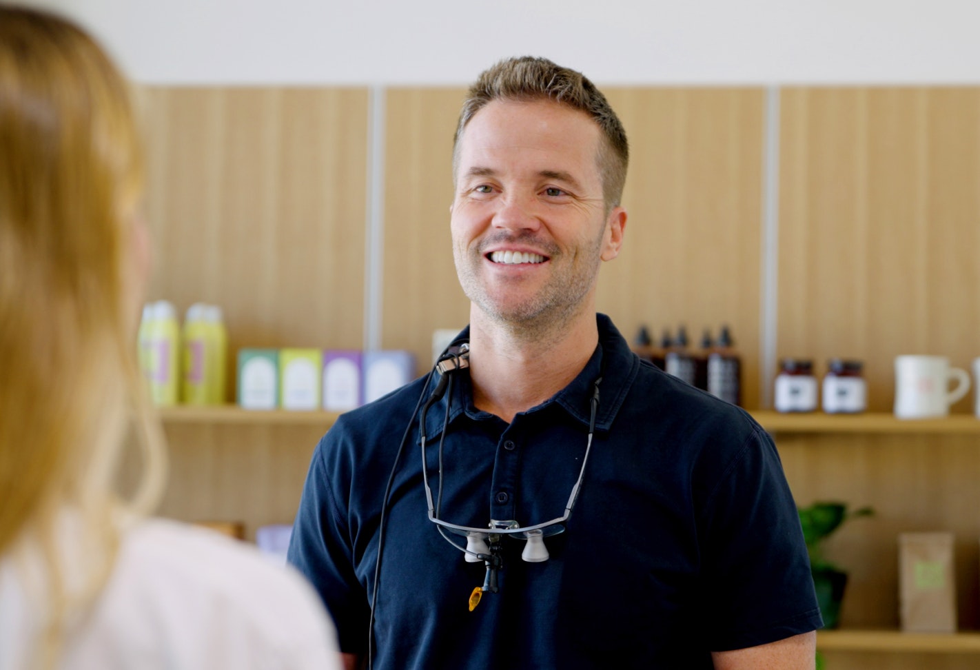 Dr. Turnbull talking to a patient