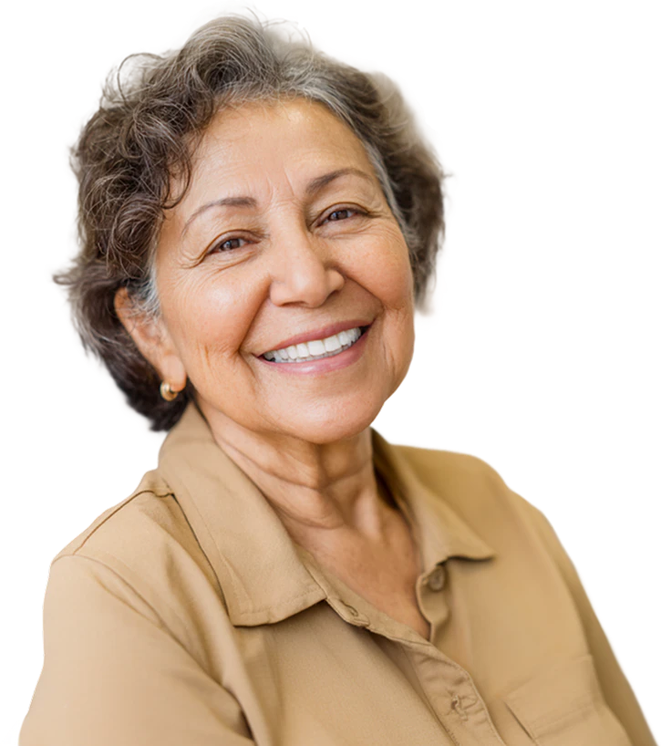 smiling woman with graying hair