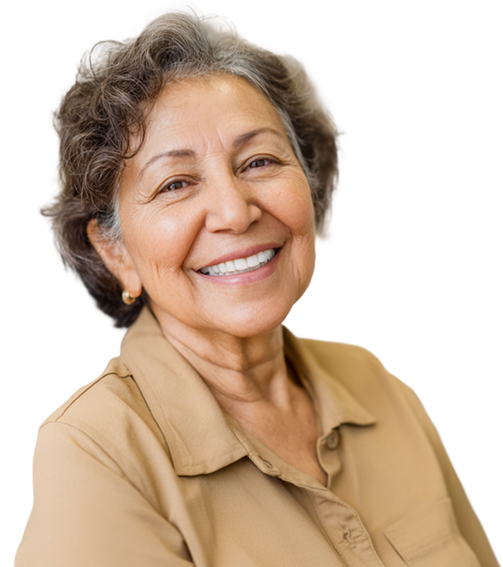 smiling woman with graying hair