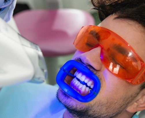 person getting teeth whitening