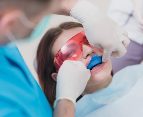patient receiving fluoride treatment