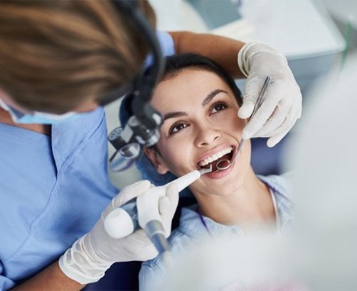 woman receiving a checkup